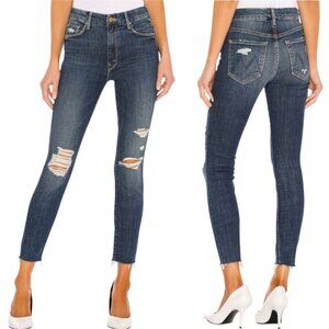 Mother High Waisted Rider Ankle Fray Jeans Size 26 In Wicked Wildflower Wash